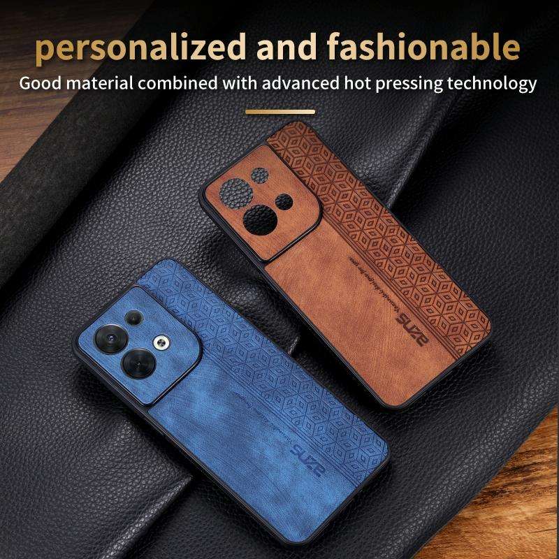 For OPPO Reno8 AZNS 3D Embossed Skin Feel Phone Case(Brown)