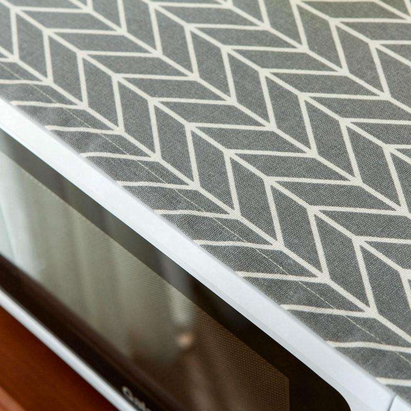 Cotton Linen Universal Microwave Oven Dustproof Storage Cover(Wood Grain)