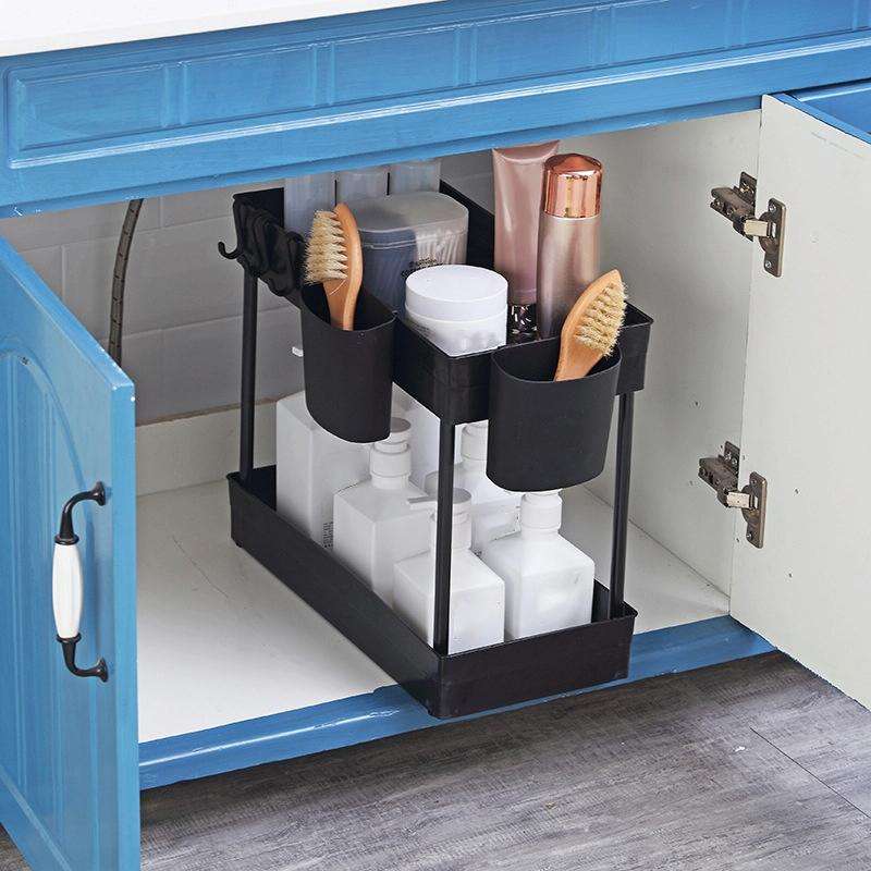 2222 Multifunctional Kitchen Counter Storage Rack, Spec: Cup Holder (Steel Color)