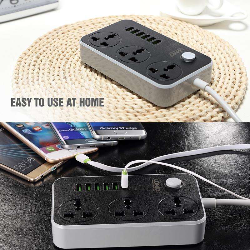 LDNIO SC3604 6 x USB Ports Multi-function Travel Home Office Socket, Cable Length: 2m, EU Plug