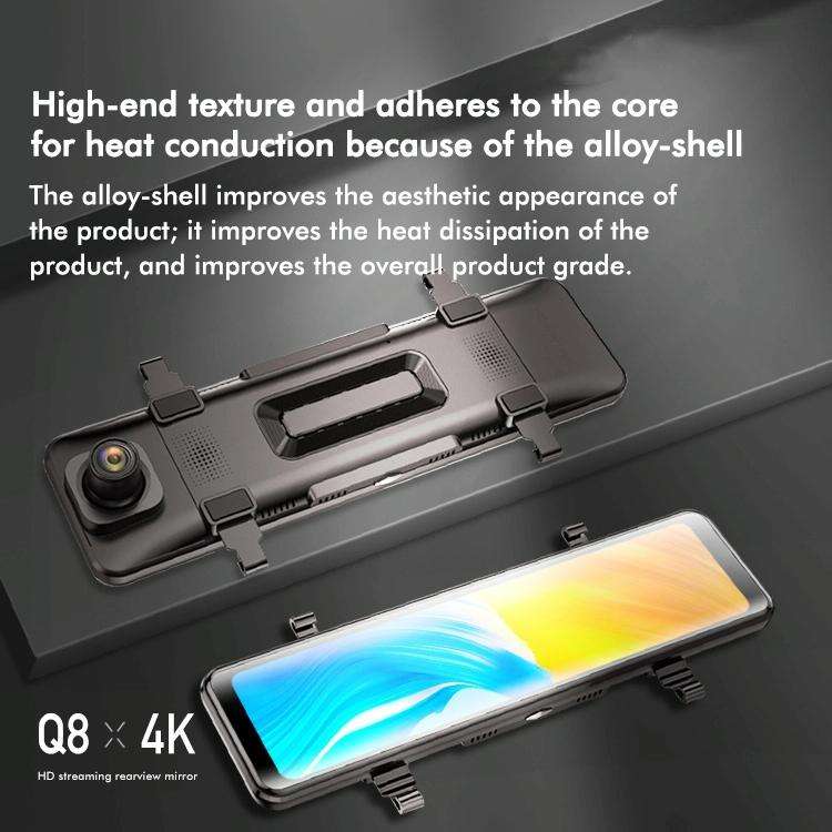 Anytek Q8 4K HD Large Screen Car Recorder Double Record Reversing Image Rear View Mirror Night Vi...