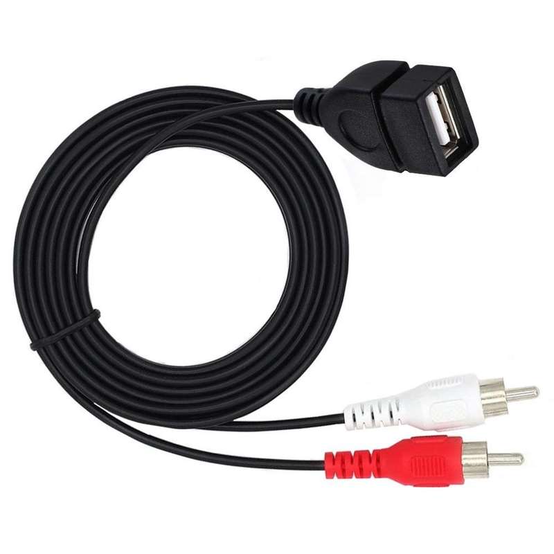 JUNSUNMAY USB 2.0 Female to 2 x RCA Male Video Audio Splitter Adapter Cable, Length:0.2m