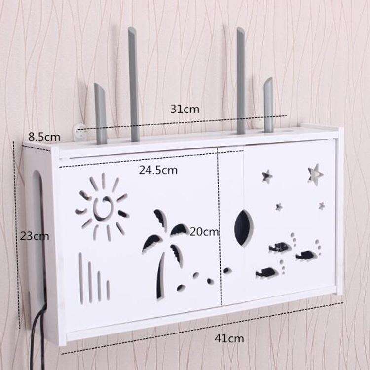 Wifi Router Box PVC Wall-mounted Shelf Hanging Board Bracket Storage Box, Size:41x23x8.5cm(Coconu...
