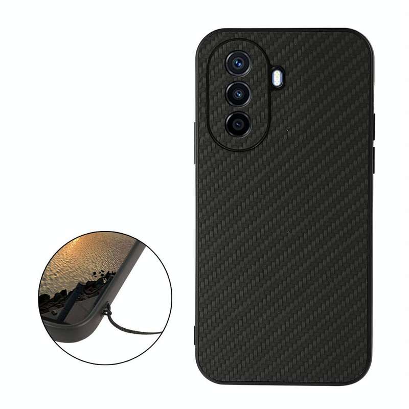 For Huawei Enjoy 50 China/nova Y70 4G Global/nova Y70 Plus Fine Hole Carbon Fiber Texture Shockpr...