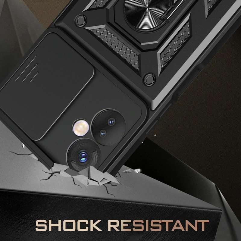 For Tecno Spark 9 Pro Sliding Camera Cover Design Phone Case(Black)