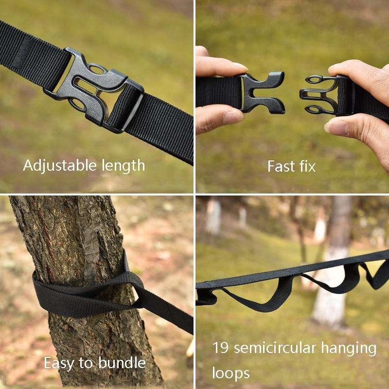 Outdoor Camping Tents Storage Clothesline 19 Ring Wild Camp Straps Lanyard, Length: 4.3m(Black)