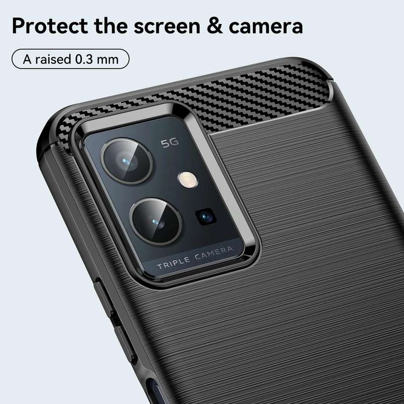 For vivo Y55 5G Brushed Texture Carbon Fiber TPU Phone Case(Black)