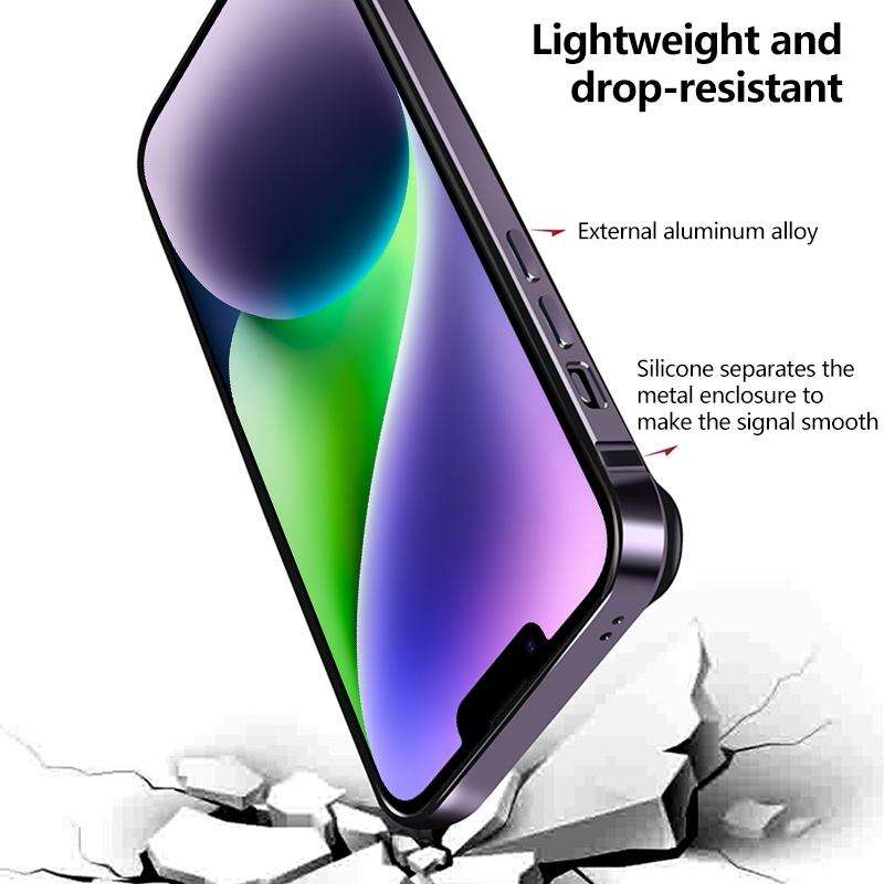 For iPhone 14 TPU + Aluminum Alloy Frame Phone Case(Blue)
