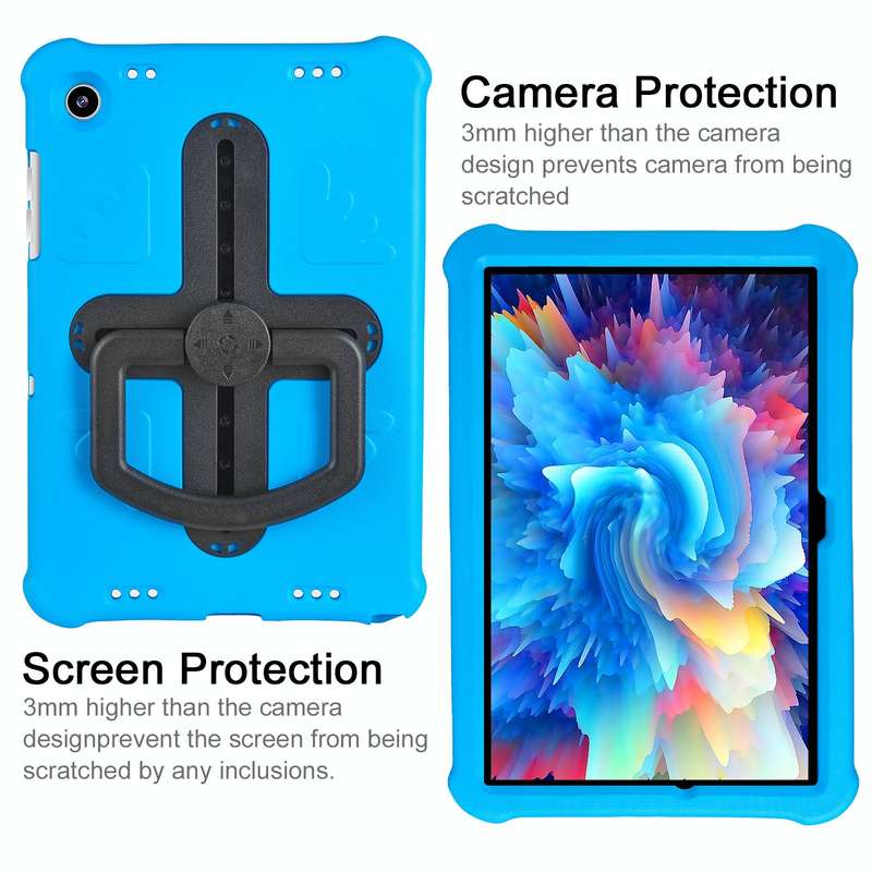 For Samsung Galaxy Tab A9+ Shield 360 Rotation Handle EVA Shockproof PC Tablet Case(Blue Black)