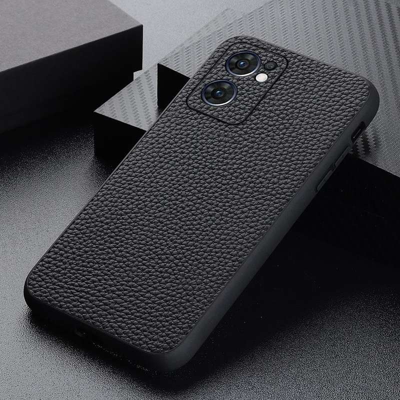 For OPPO Reno7 5G International Accurate Hole Genuine Leather Phone Case(Black)