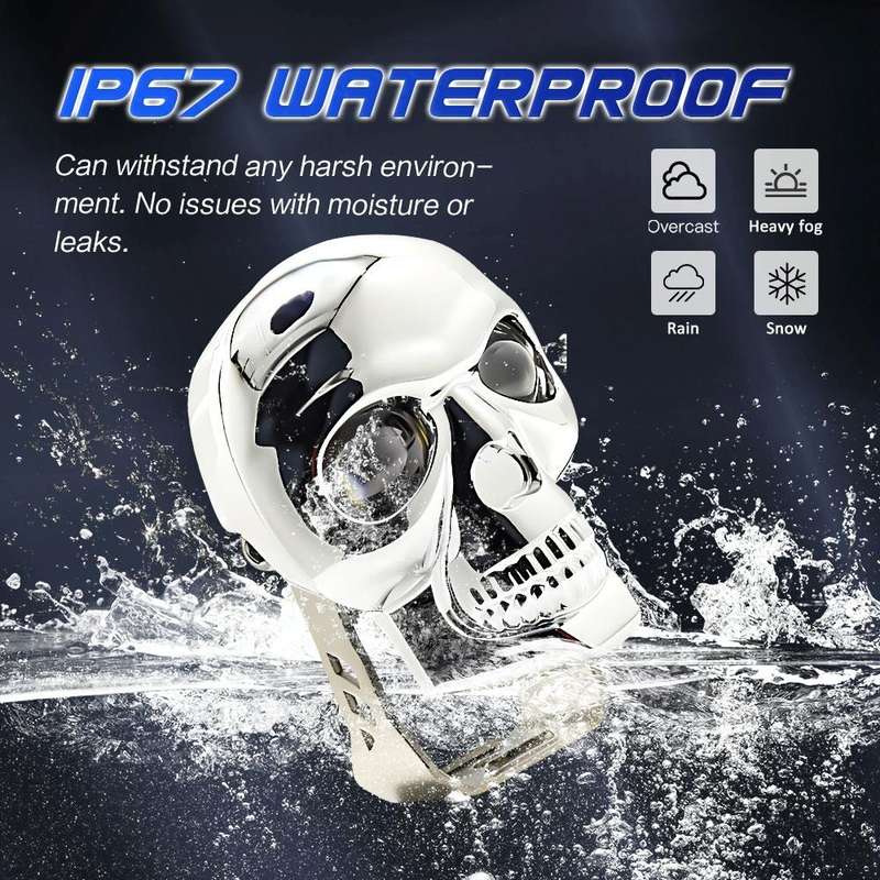 26W 3000LM Car Motorcycle IP68 Waterproof Skull Style Spotlight(Black)