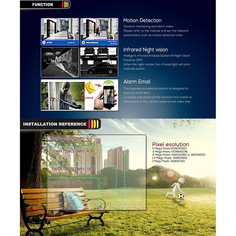 A8B3/Kit 2MP 8CH 1080P CCTV Security Camera System AHD DVR Surveillance Kit, Support Night Vision...