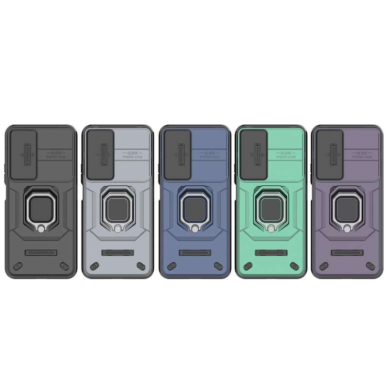 For Honor 90 Lite 5G Sliding Camshield TPU + PC Shockproof Phone Case with Holder(Green)