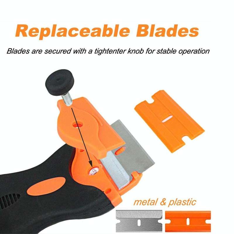 Double Headed Scraper Blade Glue Squeegee Remover Cleaner Tool (Yellow)
