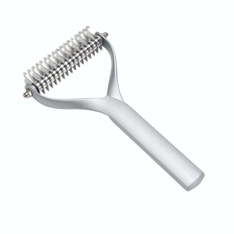 Pet Comb Zinc Alloy Double-Sided Cat Dog Cleaning Beauty Hair Removal Comb, Specification: Silver...