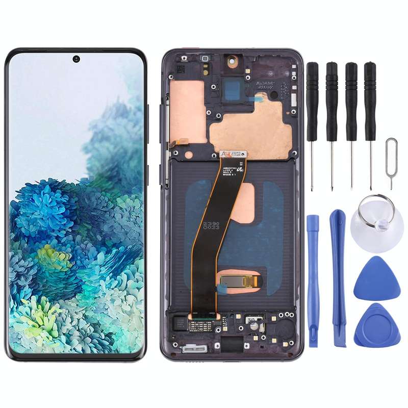 Original Dynamic AMOLED Material LCD Screen and Digitizer Full Assembly with Frame for Galaxy S20...