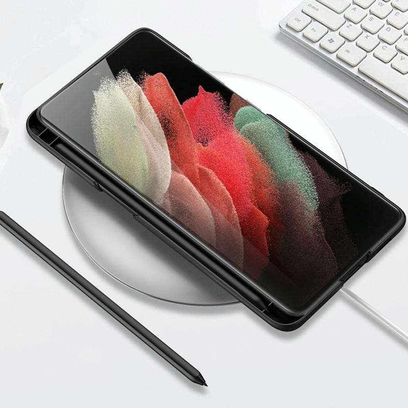 For Samsung Galaxy S21 Ultra 5G GKK Ultra-thin Shockproof Phone Case with Holder & Pen Slots & St...