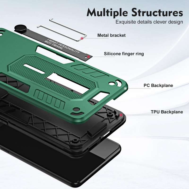 For Samsung Galaxy A24 4G Variety Brave Armor Finger Loop Holder Phone Case(Green)