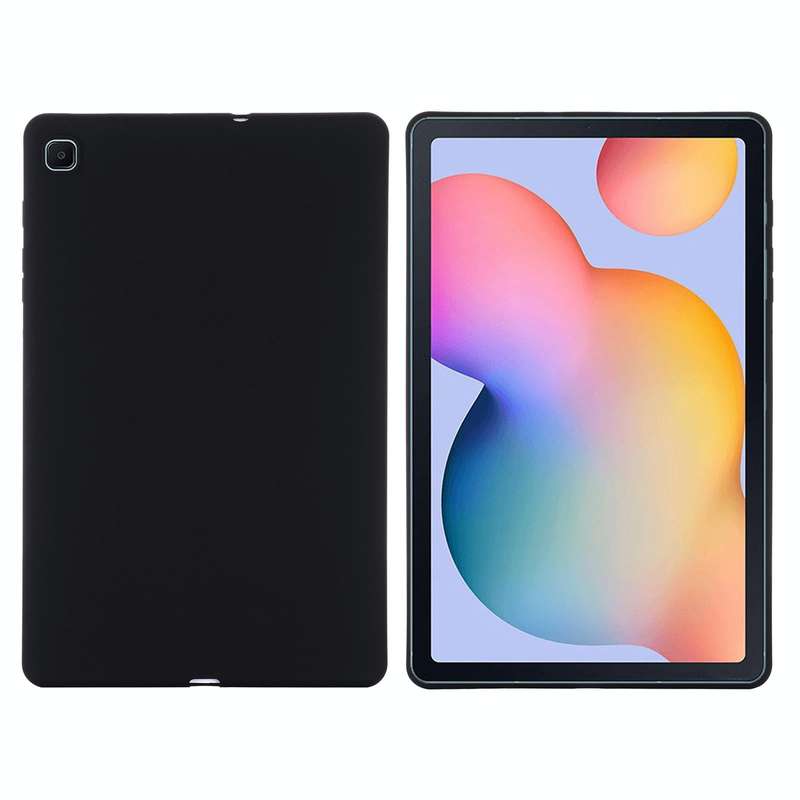 For Samsung Galaxy Tab S6 Lite Solid Color Liquid Silicone Shockpoof Tablet Case(Black)