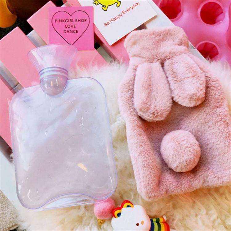 Cute Rabbit Hot Water Bottle Water Heating Handbag(Purple)