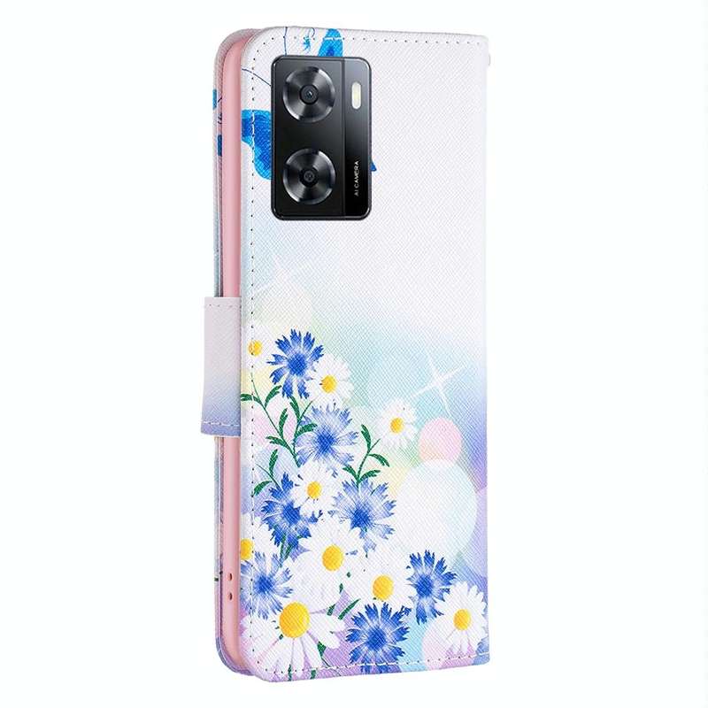 For OPPO A57 4G Colored Drawing Pattern Leather Phone Case(Butterfly Love)