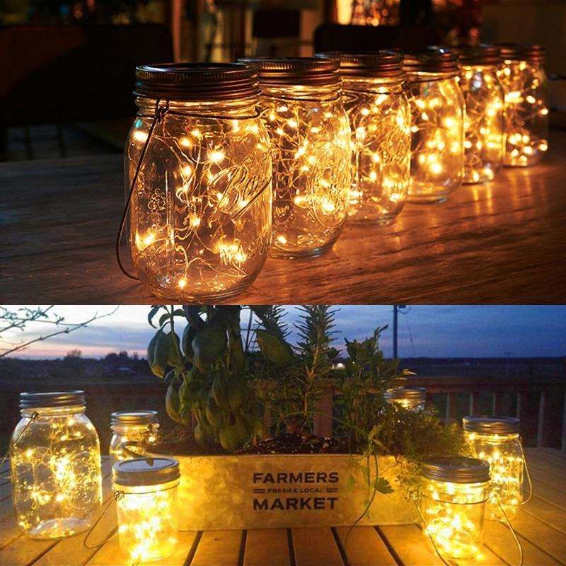 10 LEDs Solar Energy Mason Bottle Cap Pendent Lamp Outdoor Decoration Garden Light, Not Include B...