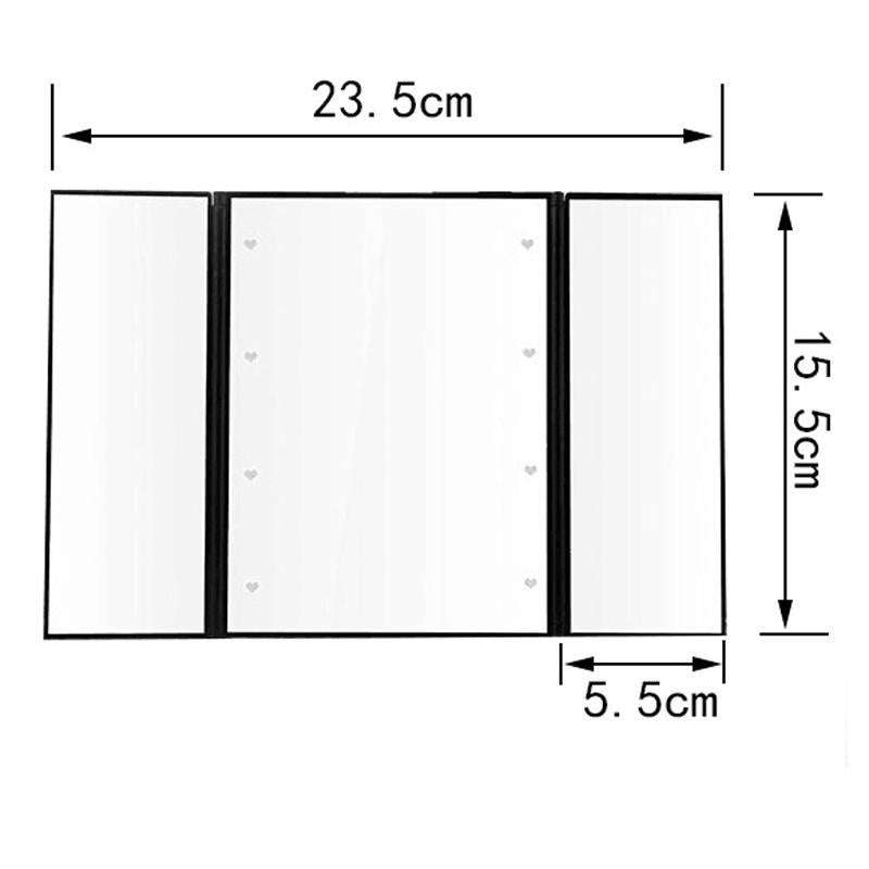 Tri-Fold Mirror LED 8 Lights Makeup Mirror(Black)