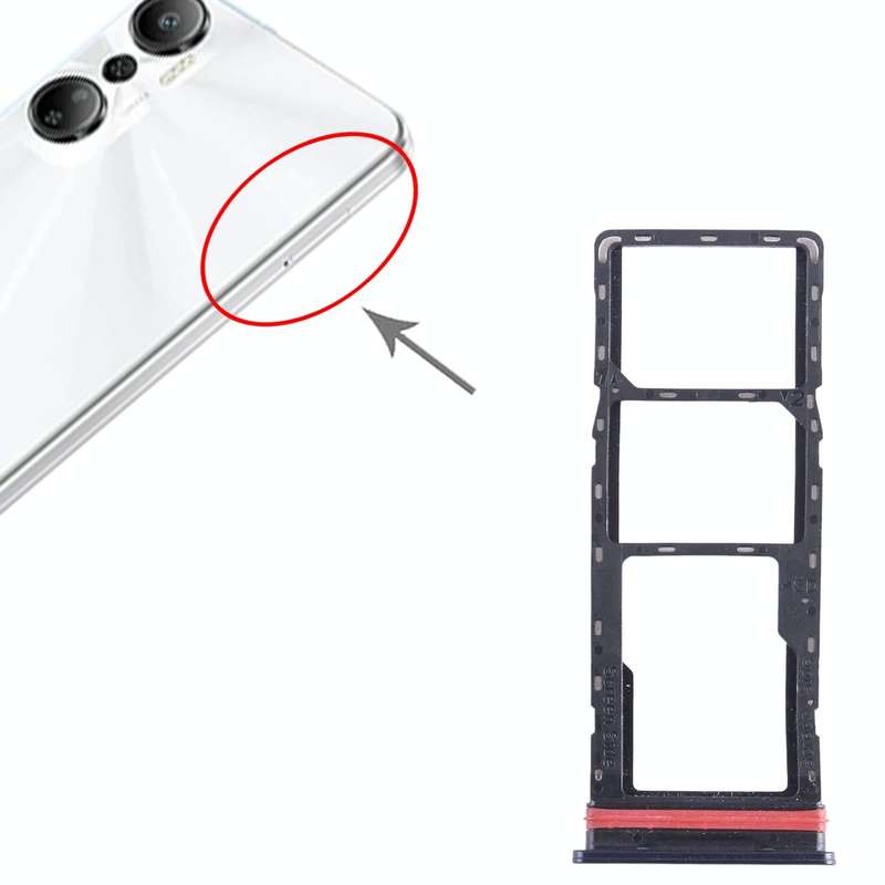 For Infinix Hot 20 X6826 SIM Card Tray + SIM Card Tray + Micro SD Card Tray (Black)