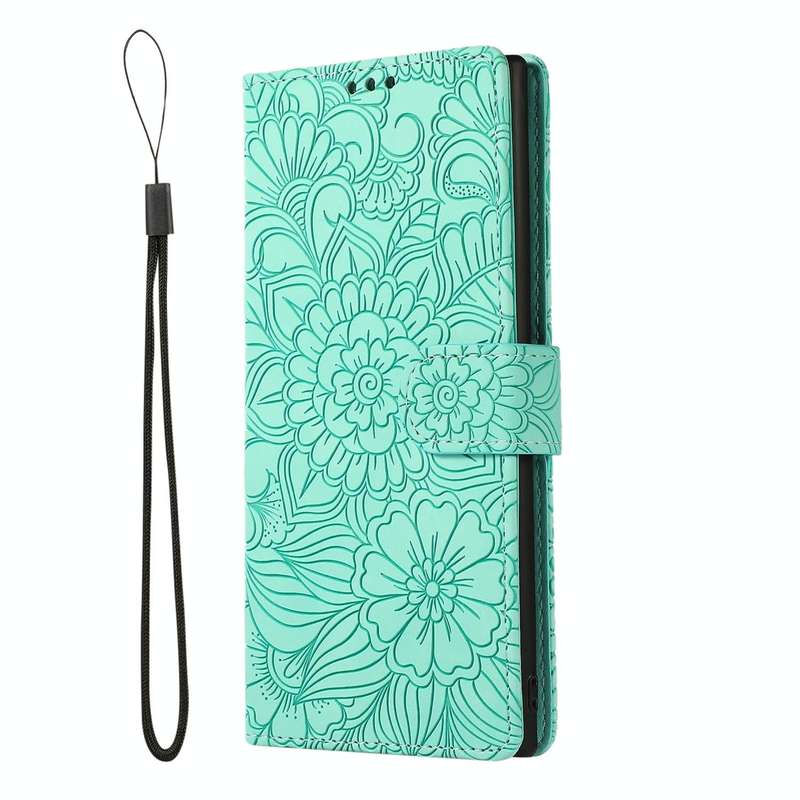 For Samsung Galaxy A32 5G Skin Feel Embossed Sunflower Horizontal Flip Leather Case with Holder &...