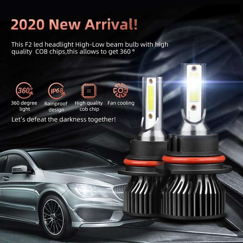 F2 9007 / HB5 2 PCS DC9-36V / 25W / 6000K / 2500LM IP68 Waterproof Car LED Headlight(Cold White L...