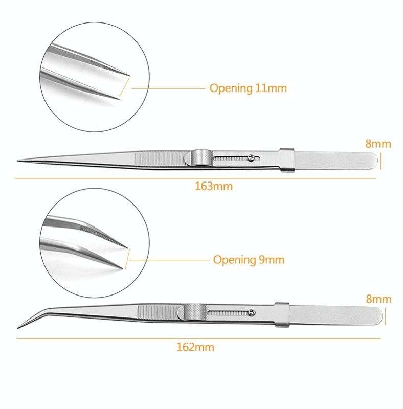 Diamond Jewellery Tweezers With Slotted Stainless Steel Tweezers ,Spec: Straight