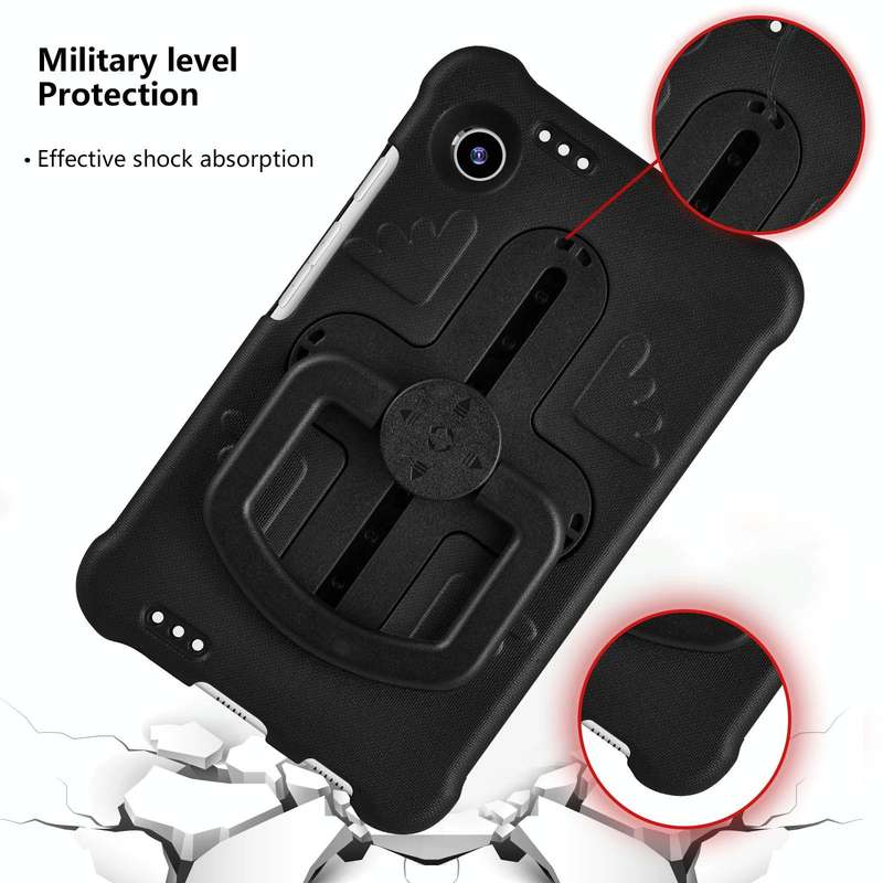 For Samsung Galaxy Tab A9 Shield 360 Rotation Handle EVA Shockproof PC Tablet Case(Black)
