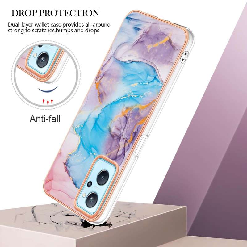 For OPPO Realme 9i / A36/A96 4G Electroplating IMD TPU Phone Case(Blue Marble)