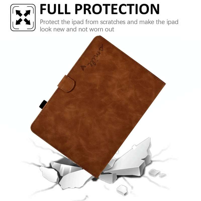 For iPad 10.2 / Air 10.5 2019 Embossed Smile Flip Tablet Leather Smart Case(Brown)