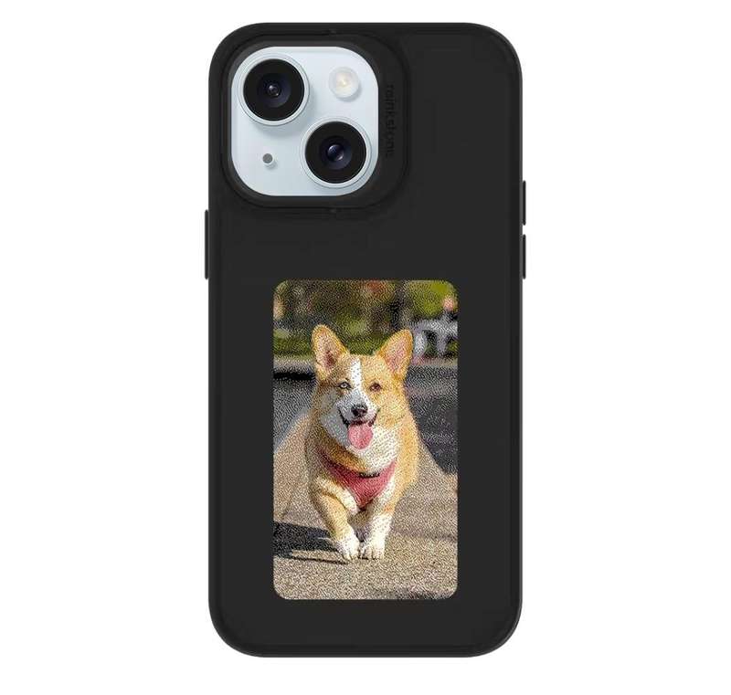 For iPhone 15 NFC Four-Color E-ink Screen DIY Phone Case(Black)