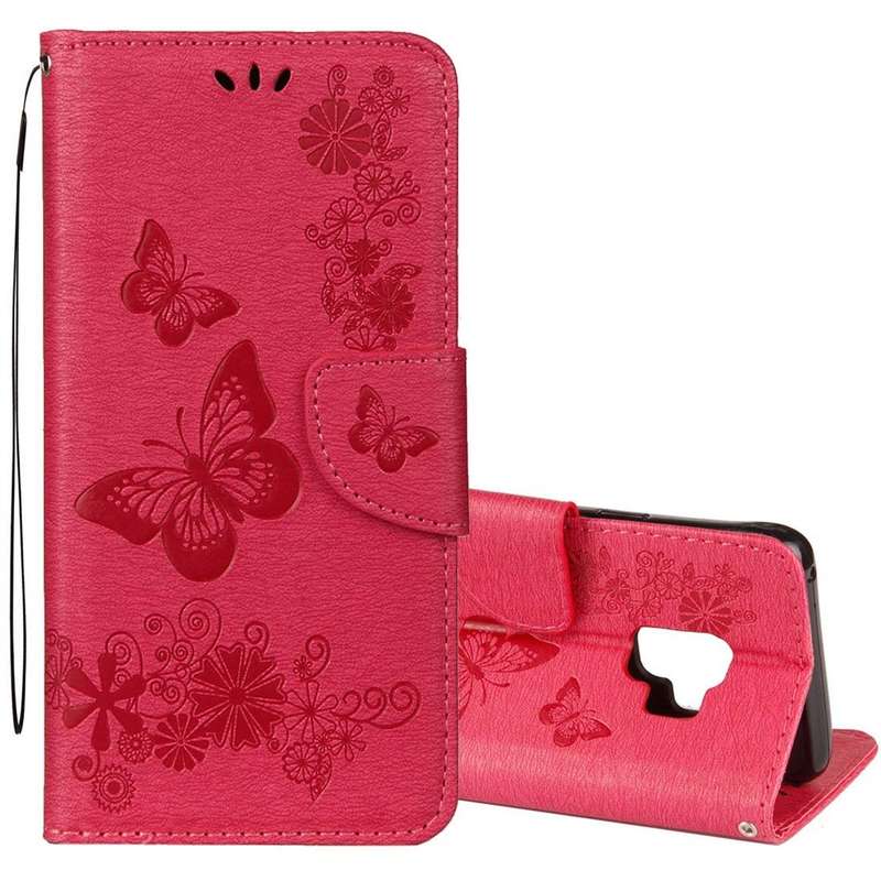For Galaxy S9 Vintage Embossed Floral Butterfly Pattern Horizontal Flip Leather Case with Card Sl...