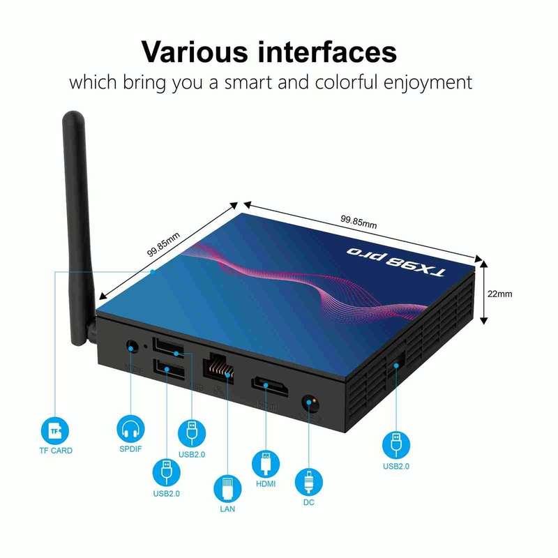 TX98 Pro 4K Ultra HD Android 12.0 Smart TV Box with Remote Control, 4GB+64GB, Allwinner H618 Quad...