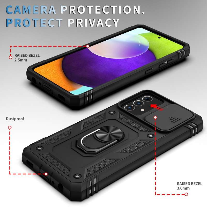 For Samsung Galaxy A52 Sliding Camera Cover Design TPU + PC Protective Case with 360 Degree Rotat...