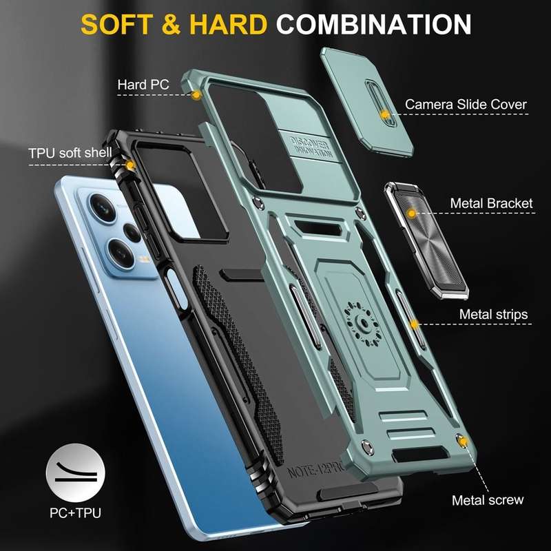 For Xiaomi Redmi Note 12 Pro 5G Global Armor PC + TPU Camera Shield Phone Case(Alpine Green)