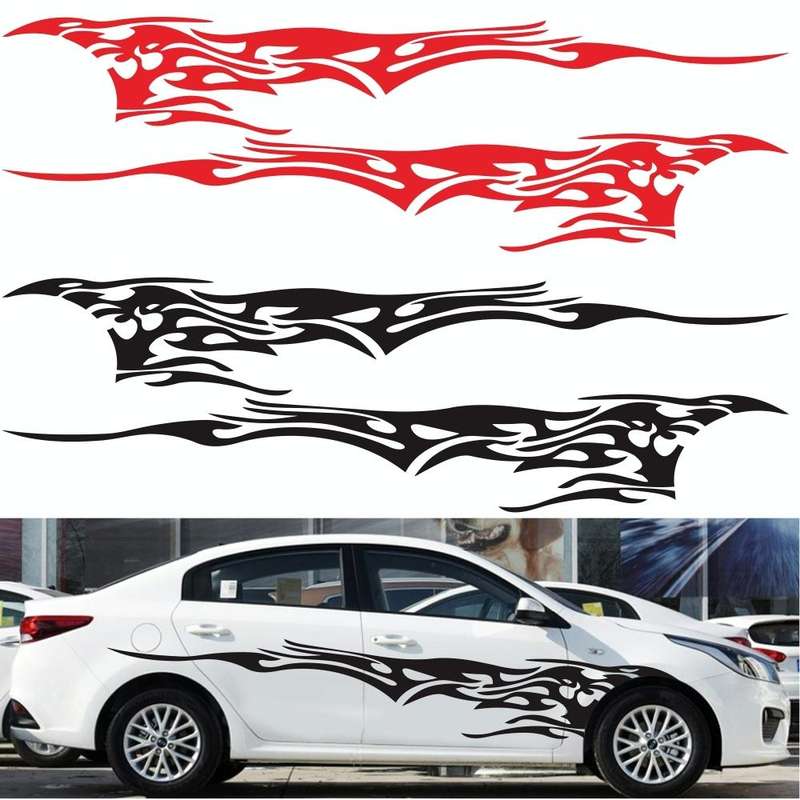 2 PCS/Set D-144 Fire Element Pattern Car Modified Decorative Sticker(White)