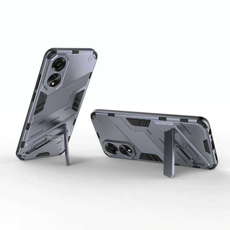 For OPPO A78 4G Punk Armor 2 in 1 PC + TPU Phone Case with Holder(White)