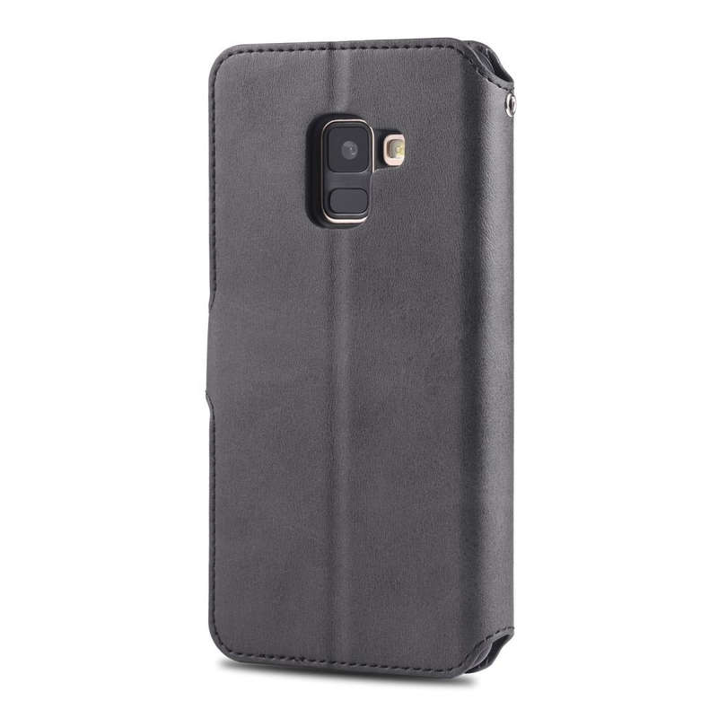 For Galaxy A8 2018 AZNS Calf Texture Magnetic Horizontal Flip PU Leather Case with Holder & Card ...