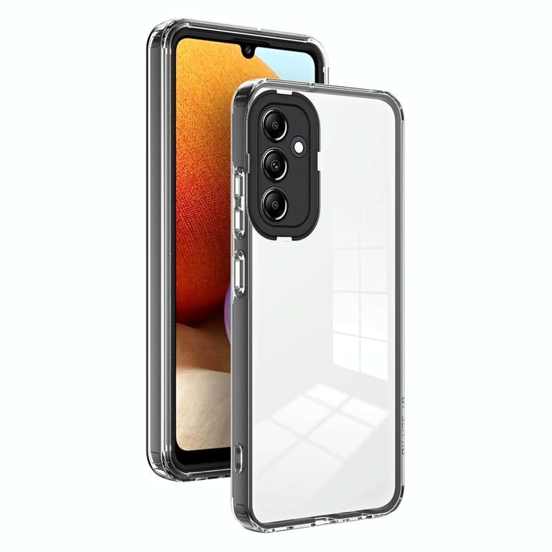 For Samsung Galaxy A14 5G 3 in 1 Clear TPU Color PC Frame Phone Case(Black)
