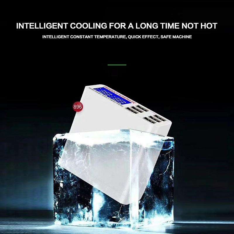 896 40W QC 3.0 6 USB Ports Fast Charger with LCD Digital Display, EU Plug(White)
