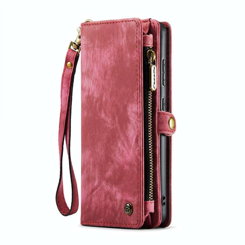 For Samsung Galaxy S22 5G CaseMe-008 Detachable Multifunctional Horizontal Flip Leather Case(Red)