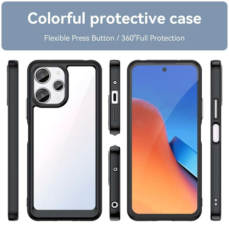 For Xiaomi Redmi 12 Colorful Series Acrylic + TPU Phone Case(Black)