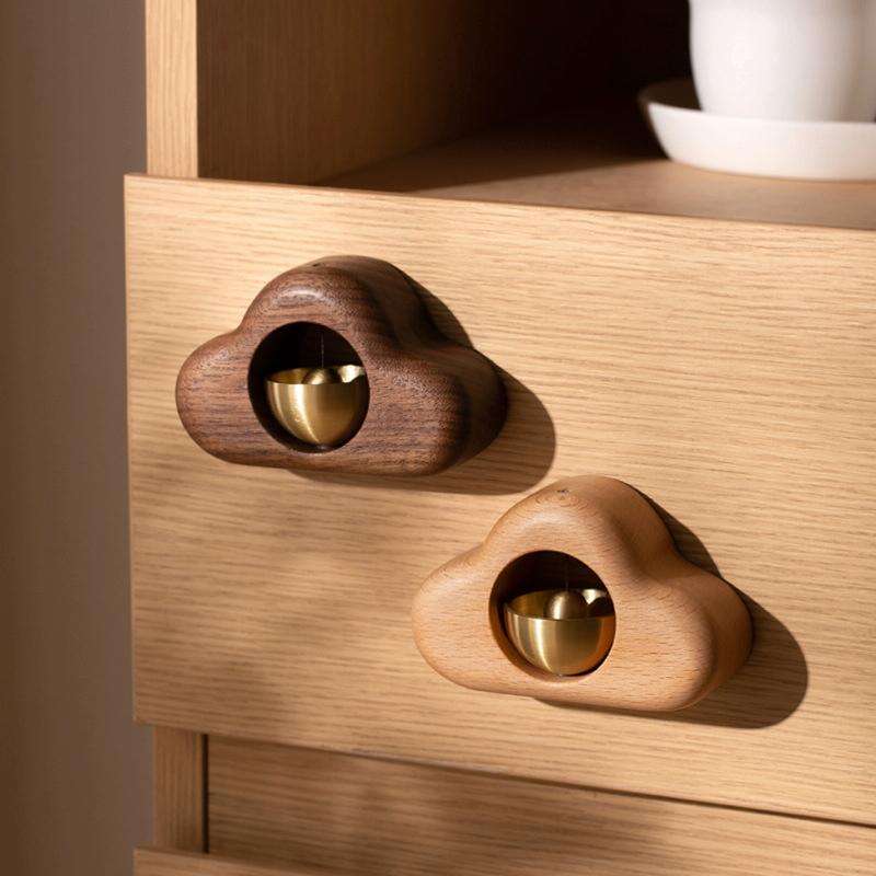 Suction Door Wind Chime Magnetic Suction Door Bell Wooden Decoration, Color: Walnut