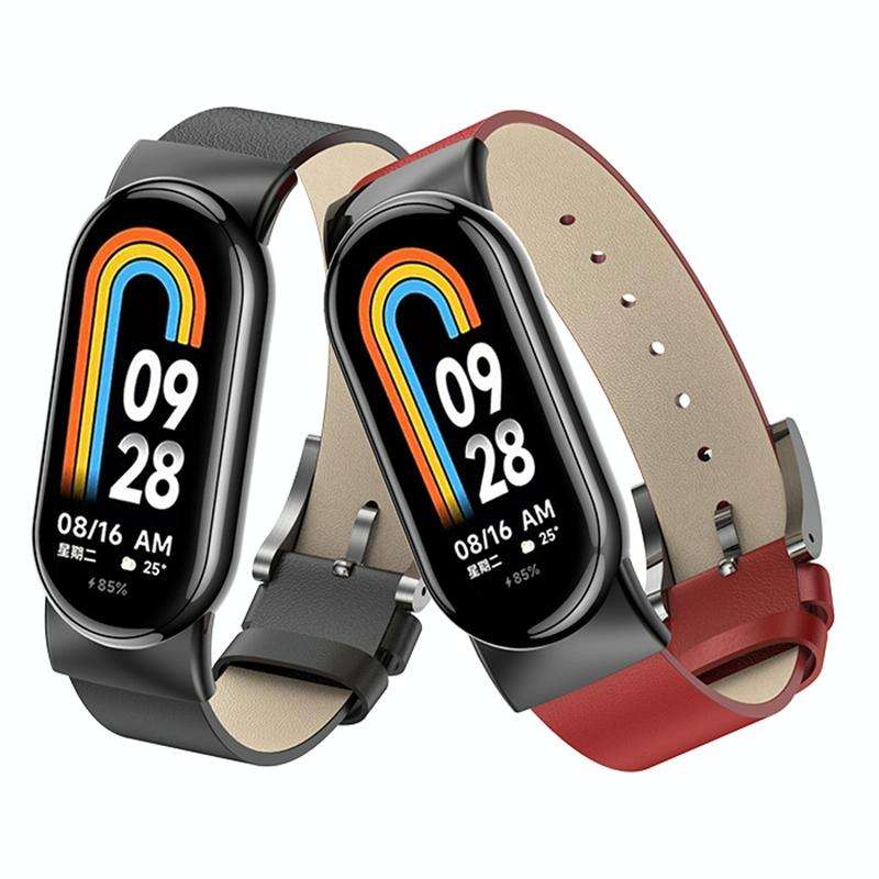 For Xiaomi Mi Band 8 12mm Leather Replacement Watch Band(White)