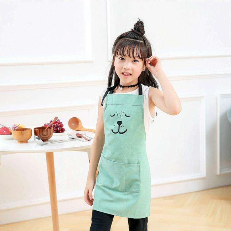 Animal Face Pattern Waterproof Sleeveless Thick Blouse Cotton Apron, Size:S(Gray)