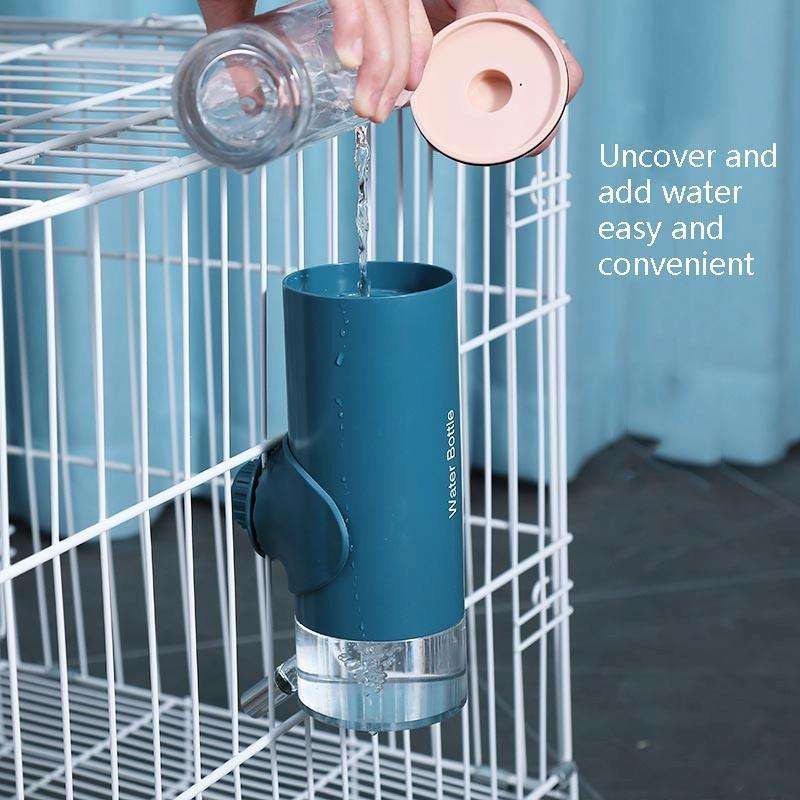 Pet Waterer Ball Feeder Hanging Dog Waterer Hanging Cage Pet Water Cup 700ML(Cherry Powder)